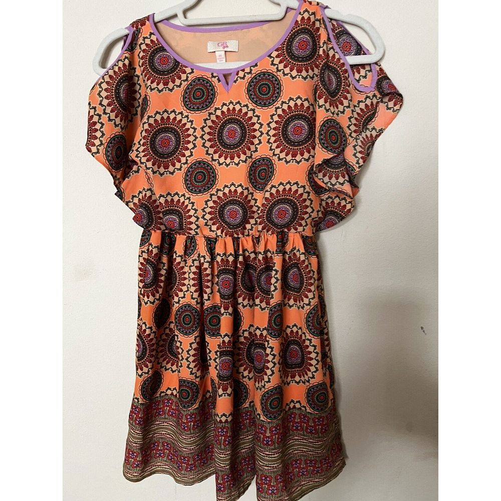Gianni Bini Gb Girls Dress Size Medium Orange Multicolor